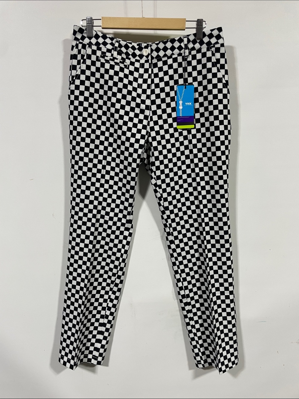 Checkerboard Slim Fit Chino Pants - Black & White